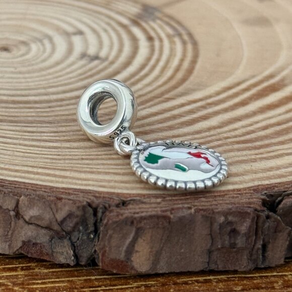 ITALY Map Flag Dangle Charm for Pandora Bracelet - S925 Silver - Picture 6 of 6